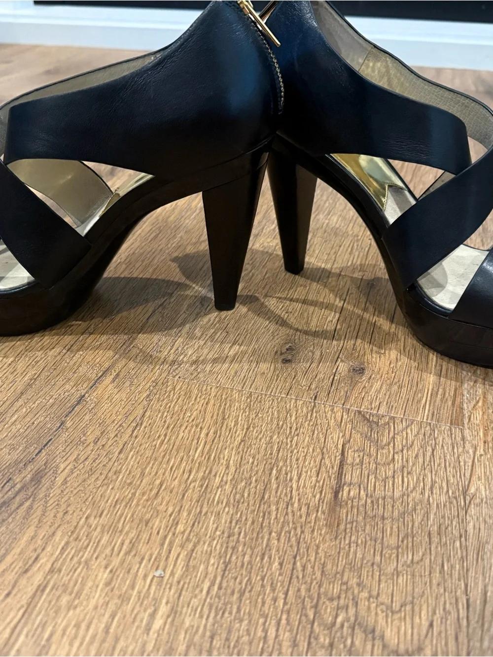 Michael Kors Black Leather Strappy High Heel Sandals